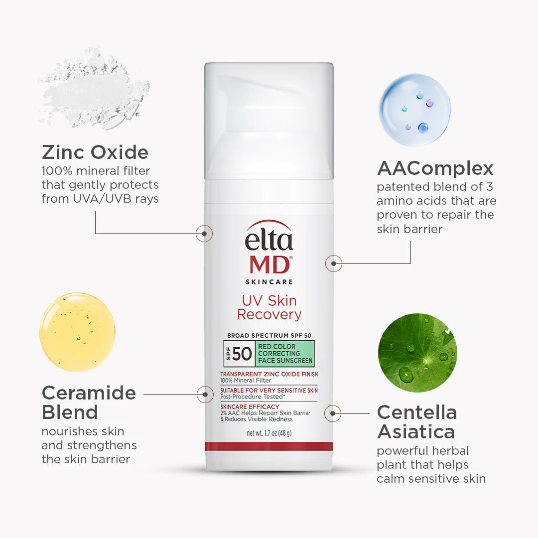 UV Skin Recovery Red Color Correcting Green Tint Broad Spectrum 1.7 fl oz